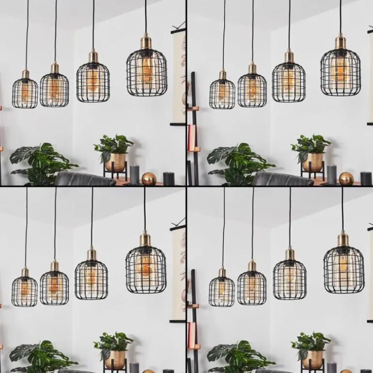 Suspension Kiubneko Noir, 4 lumières