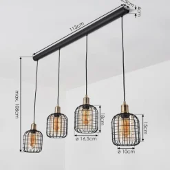 Suspension Kiubneko Noir, 4 lumières