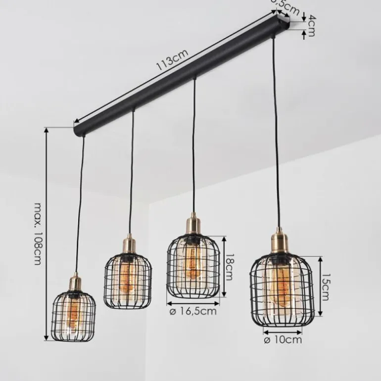 Suspension Kiubneko Noir, 4 lumières