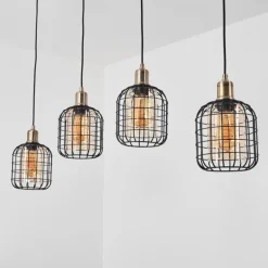 Suspension Kiubneko Noir, 4 lumières
