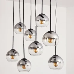 Suspension Koyoto Clair, Fumé, 8 lumières