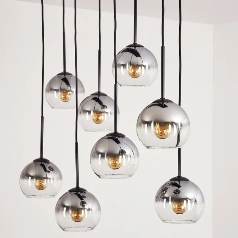 Suspension Koyoto Clair, Fumé, 8 lumières