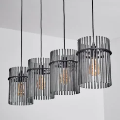 Suspension Lagielas Noir, 4 lumières