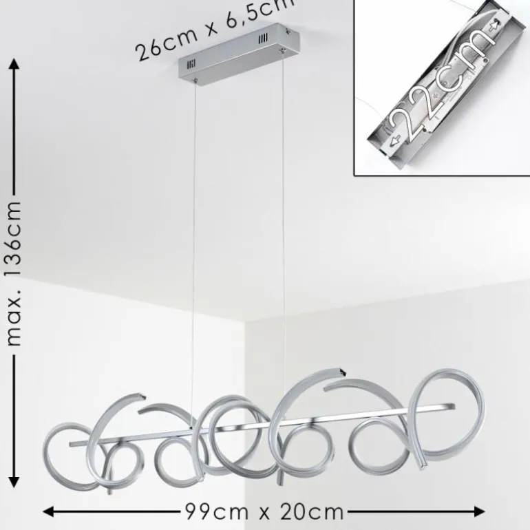 Suspension Lavaca LED Argenté, 4 lumières