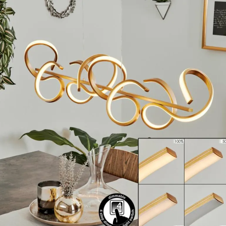 Suspension Lavaca LED Laiton, 4 lumières