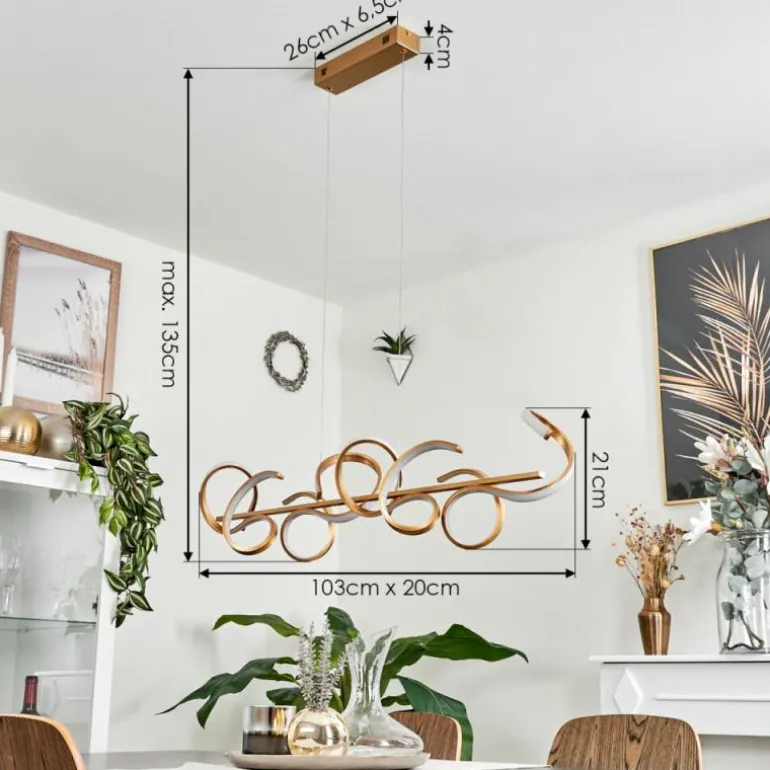 Suspension Lavaca LED Laiton, 4 lumières