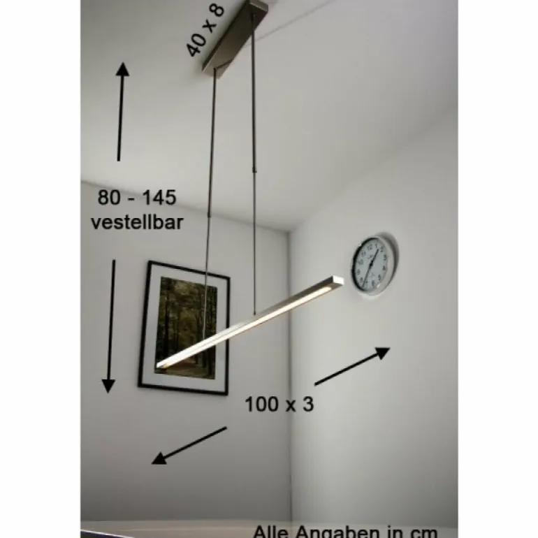 Suspension LED Masterlight Real 2 Acier inoxydable, Nickel mat, 1 lumière