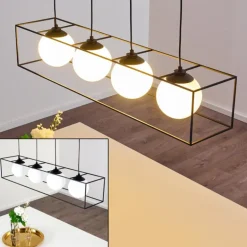 Suspension Legano Noir, Blanc, 4 lumières