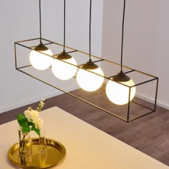 Suspension Legano Noir, Blanc, 4 lumières