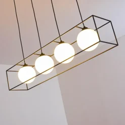 Suspension Legano Noir, Blanc, 4 lumières