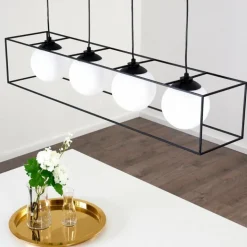 Suspension Legano Noir, Blanc, 4 lumières