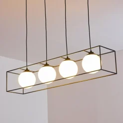Suspension Legano Noir, Blanc, 4 lumières