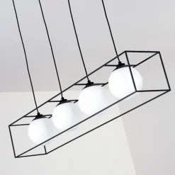 Suspension Legano Noir, Blanc, 4 lumières