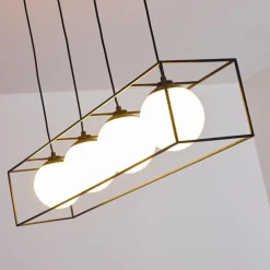 Suspension Legano Noir, Blanc, 4 lumières