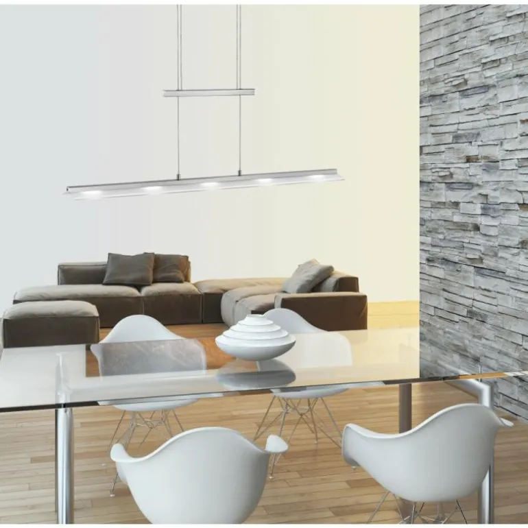 Suspension Leuchten-Direkt NELE LED Acier inoxydable, 5 lumières