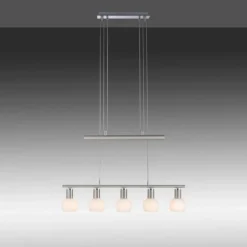 Suspension Leuchten-Direkt BENEDIKT Acier brossé, 5 lumières