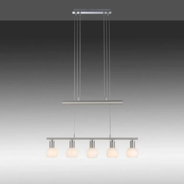 Suspension Leuchten-Direkt BENEDIKT Acier brossé, 5 lumières