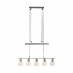 Suspension Leuchten-Direkt BENEDIKT Acier brossé, 5 lumières