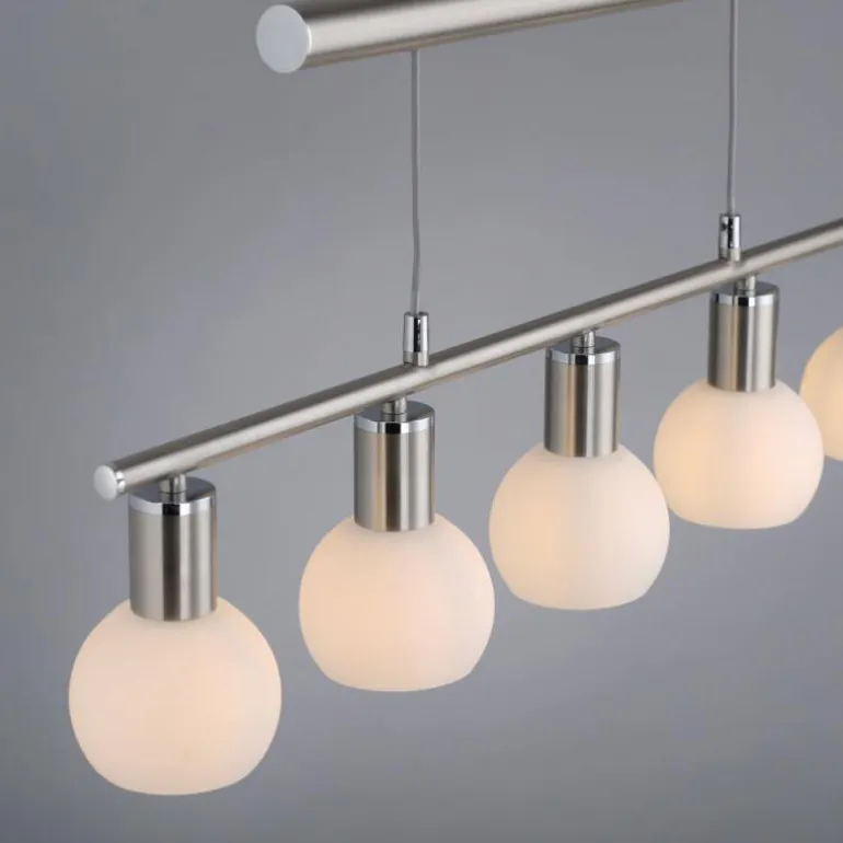 Suspension Leuchten-Direkt BENEDIKT Acier brossé, 5 lumières