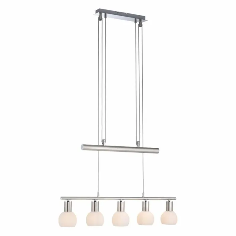 Suspension Leuchten-Direkt BENEDIKT Acier brossé, 5 lumières