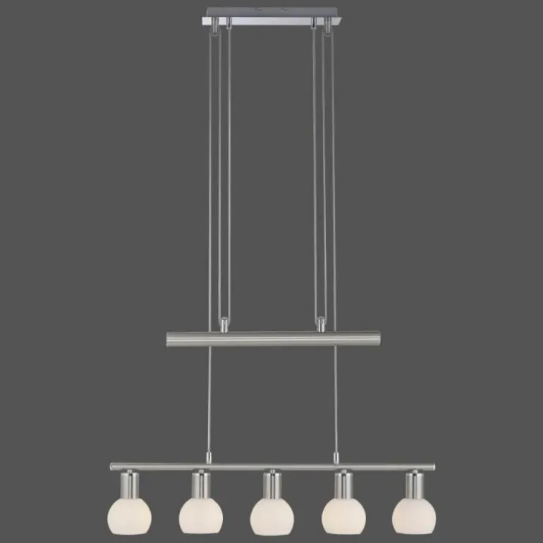 Suspension Leuchten-Direkt BENEDIKT Acier brossé, 5 lumières