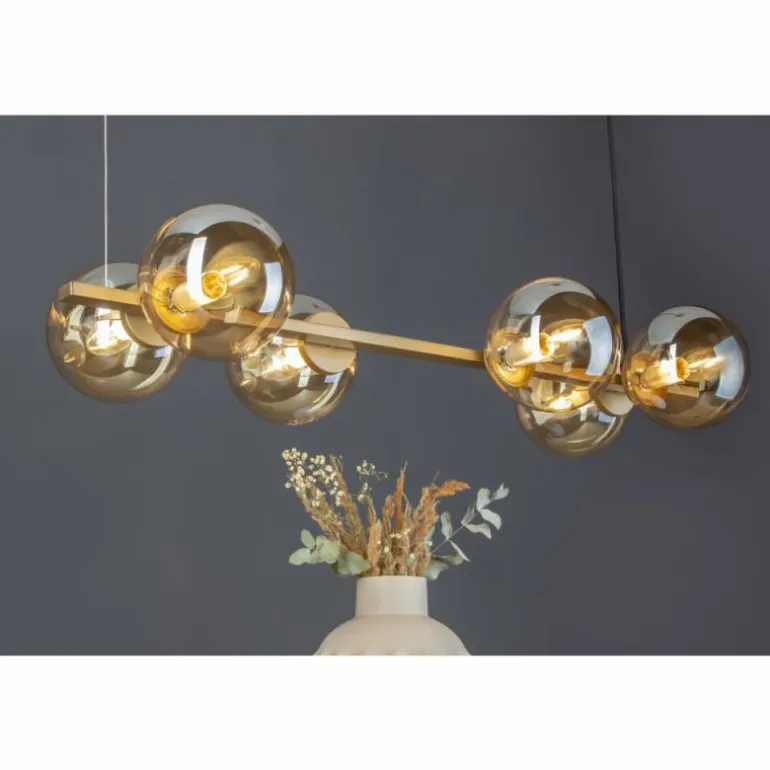 Suspension Luce Design PLUTO Or, 6 lumières