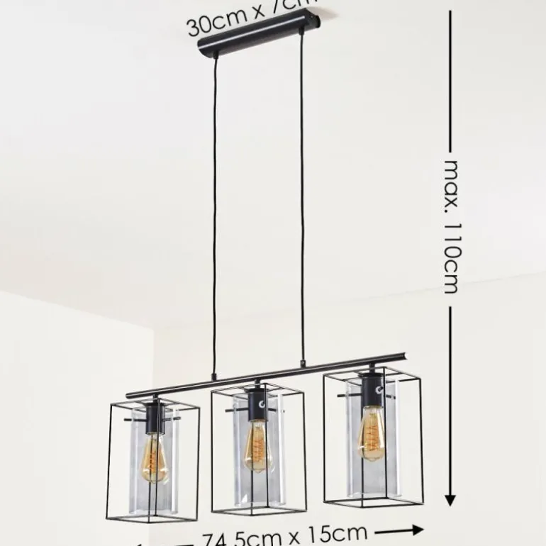 Suspension Lucea Noir, 3 lumières