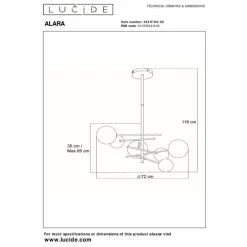 Suspension Lucide ALARA LED Noir, 6 lumières