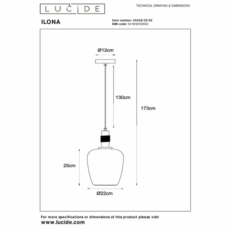 Suspension Lucide ILONA Noir, 1 lumière