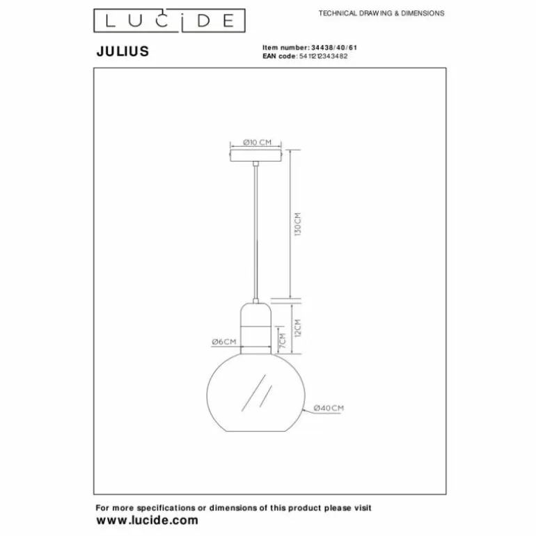 Suspension Lucide JULIUS Blanc, 1 lumière