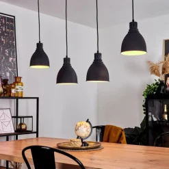 Suspension Malabe Bois foncé, Noir, 4 lumières