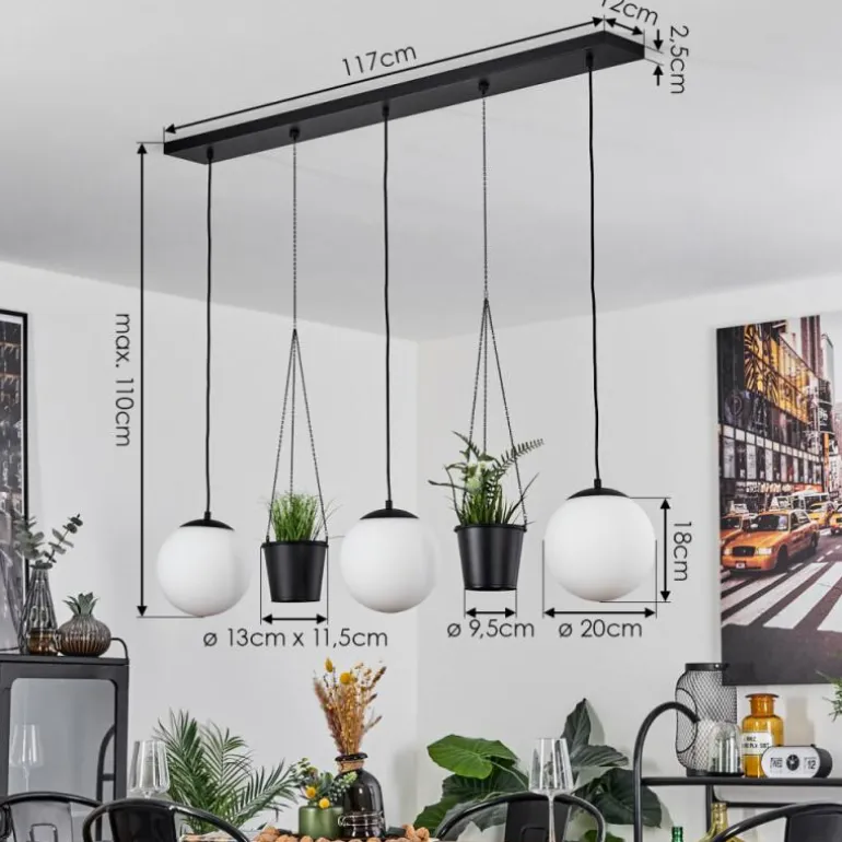 Suspension Malhadancha Noir, 3 lumières