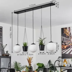 Suspension Malhadancha Noir, 3 lumières
