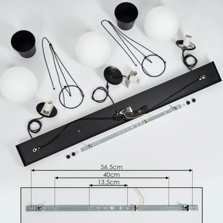 Suspension Malhadancha Noir, 3 lumières