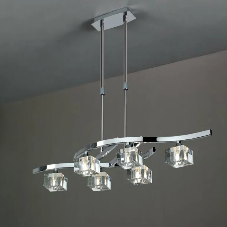 Suspension Mantra CUADRAX Chrome, 6 lumières