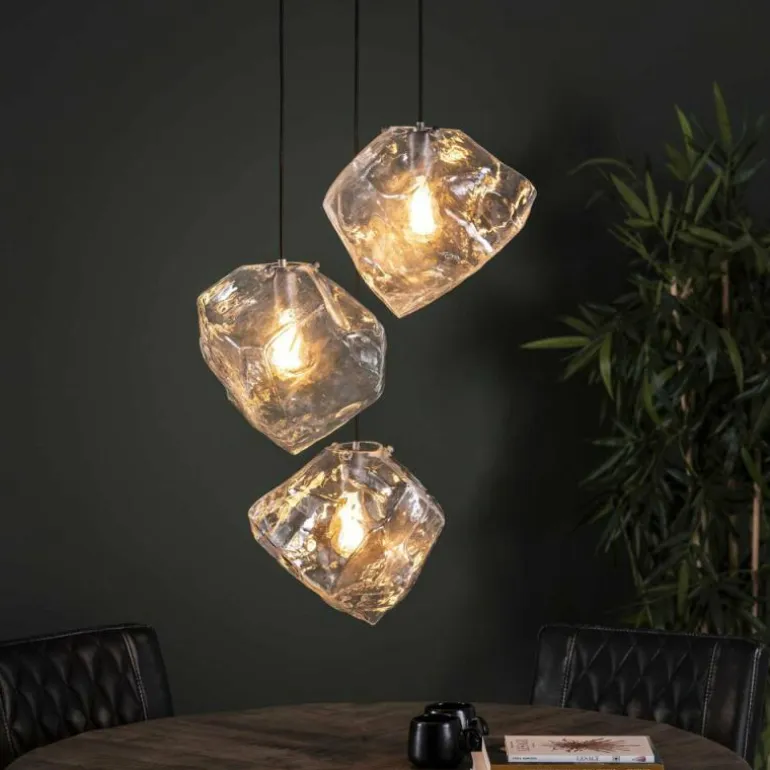 Suspension Marore Argenté, 3 lumières