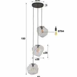 Suspension Marore Argenté, 3 lumières