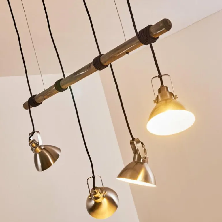 Suspension Medolden Brun, Nickel mat, 4 lumières