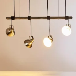 Suspension Medolden Brun, Nickel mat, 4 lumières