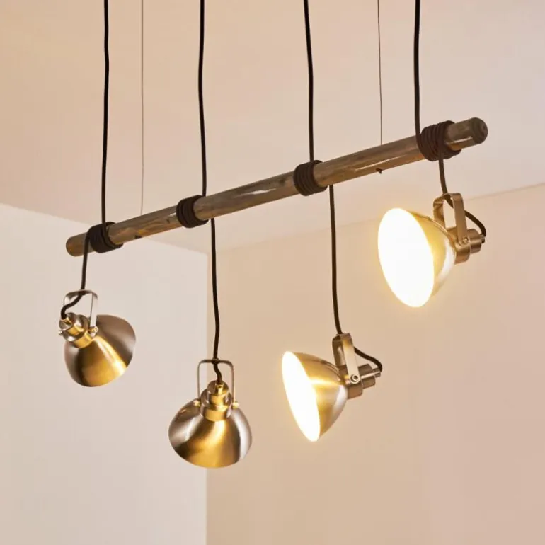 Suspension Medolden Brun, Nickel mat, 4 lumières
