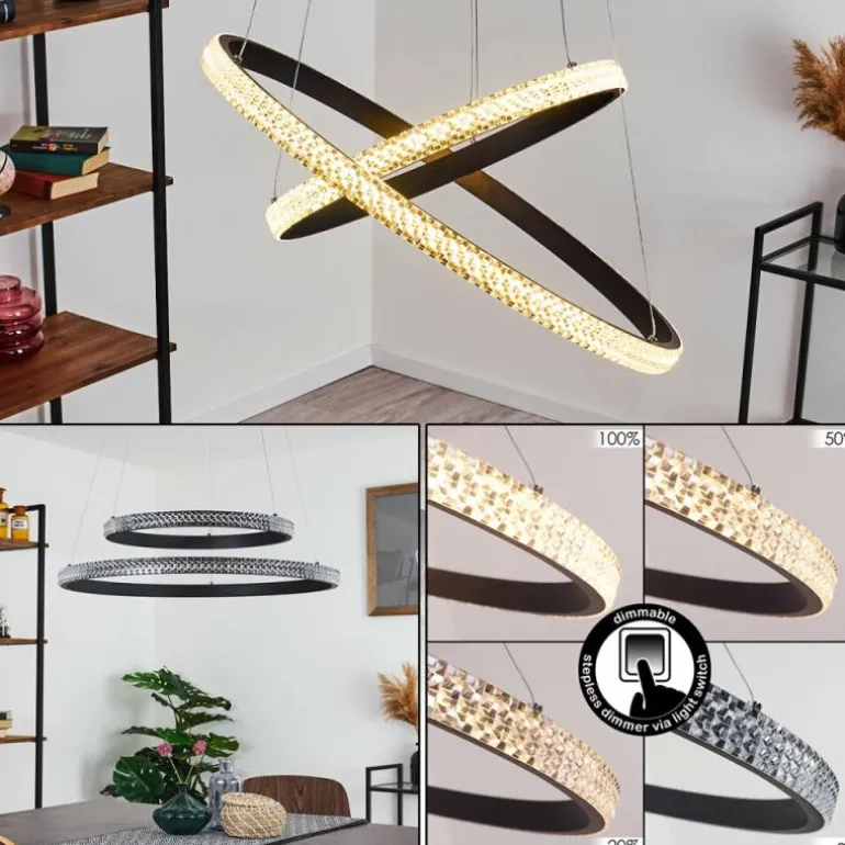 Suspension Melosa LED Noir, 1 lumière