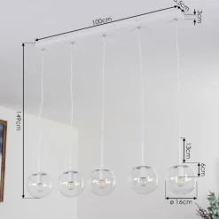 Suspension Mesas Blanc, 5 lumières