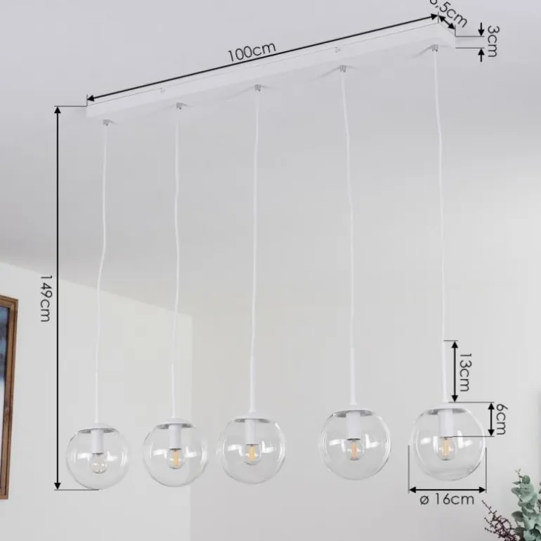 Suspension Mesas Blanc, 5 lumières