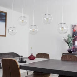 Suspension Mesas Blanc, 5 lumières