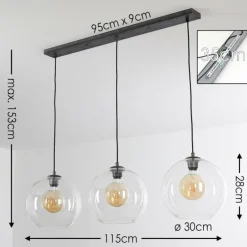 Suspension Minhe Argent Oxydé, 3 lumières
