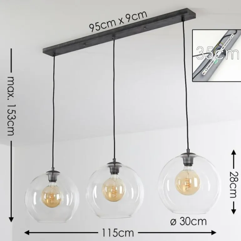 Suspension Minhe Argent Oxydé, 3 lumières