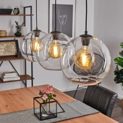 Suspension Minhe Argent Oxydé, 3 lumières