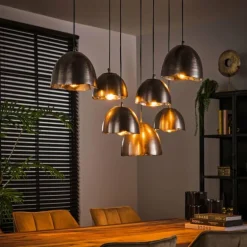 Suspension Mirror Nickel mat, Noir, 7 lumières