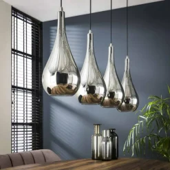 Suspension Missirola Argenté, 4 lumières