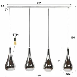 Suspension Missirola Argenté, 4 lumières